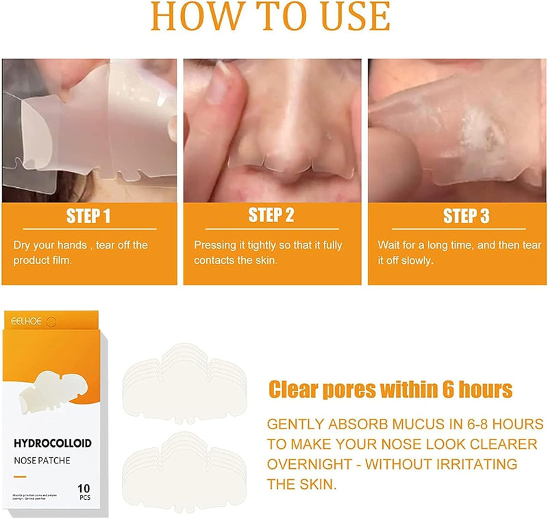 Arabest Nose Strips, 10 Count Nose Patch, Hydrocolloid Patches Nose with Instant Blackhead Removal and Pore Unclogging, Blackhead Patches Nose for Pimples, Zits and Oil