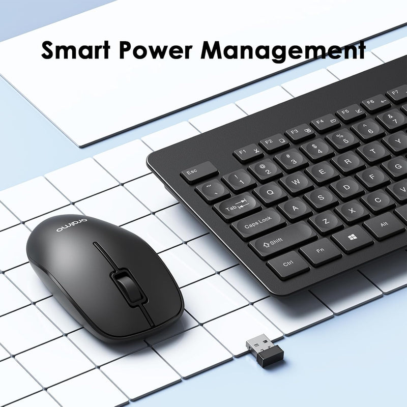 Oraimo Nano Wireless USB Keyboard and Mouse Set, 12 Function Keys 2.4GHz Wireless, 1000DPI, Spill-Resistant Design, PC/Mac, Black/Chartreuse