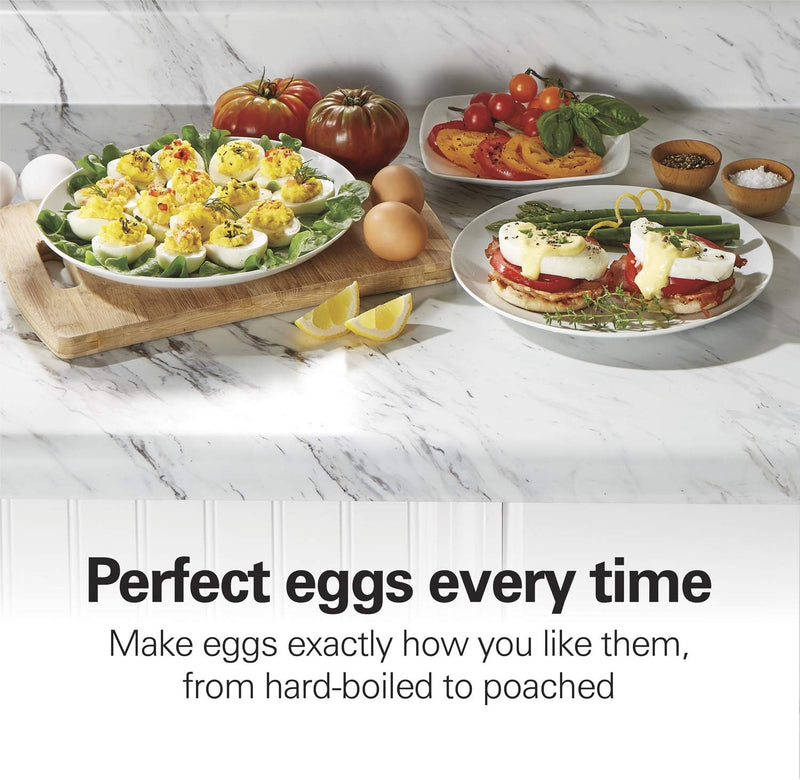 Hamilton Beach 3-in-1 Electric Hard Boiled Egg Cooker, Poacher & Omelet Maker, Holds 14, Black (25508)