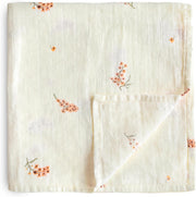 Organic Cotton Muslin Baby Blanket - Extra Soft Breathable Newborn Baby Blanket for Swaddling, Nursing & Cuddling - Pre-Washed for Delicate Skin Caramel Dots - Flowers