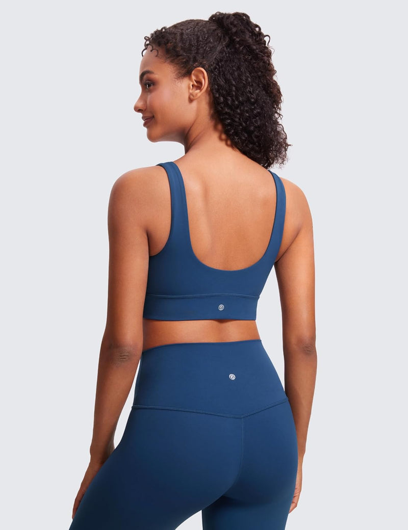 CRZ YOGA Womens Butterluxe U Back Sports Bra - Scoop Neck Padded Low Impact Workout Yoga Bra with Built in Bra