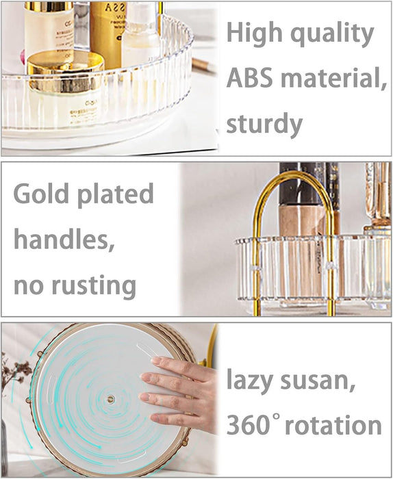 LENDIS Rotating Makeup Organizer Dressing Table 3 Tiers, Large Capacity Skin Care Transparent Makeup Storage Perfume Organizer Makeup Dresser Organizer Countertop 360 Rotation (Gray)