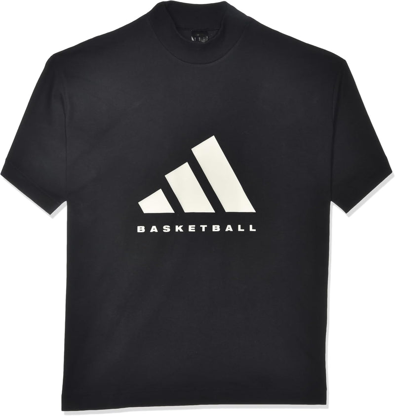 mens Adidas Basketball T-Shirt T-Shirt - Black/Talc