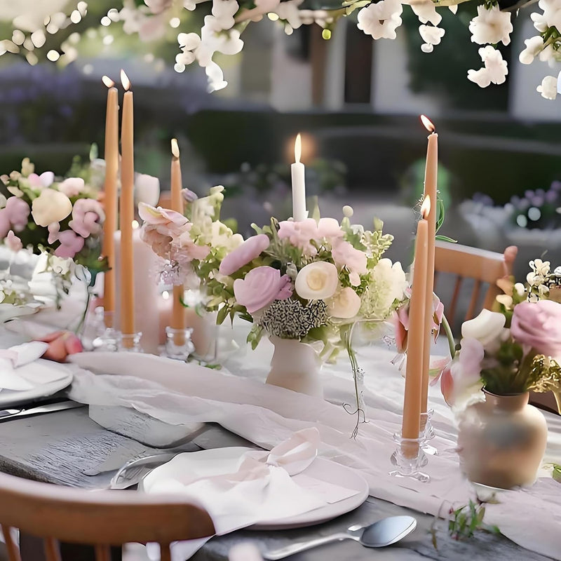REVHQ 6pcs Glass Candle Holder Taper Glass Candlestick Holders 2.2 inch Tealight Candle Holder Clear Glass Candleholder for Table Centerpieces, Wedding Decor and Dinner Party