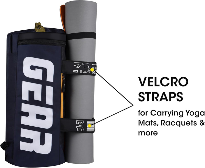 Statement Maxis 34L Large Hybrid Convertible Duffle Backpack/Travel Duffle Bag/Sports Duffle/Gym Bag for Men/Women (Blue-Yellow)