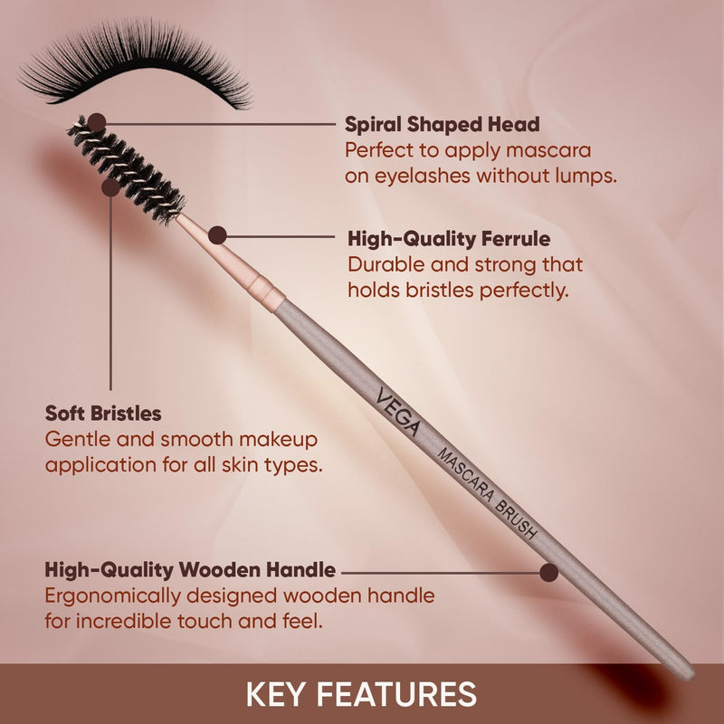 Vega Mascara Cosmetic Brush, Mascara Makeup Brush, Eyelash Applicator Brush, Wands Applicator Eyebrow Brush, (MBN-10)