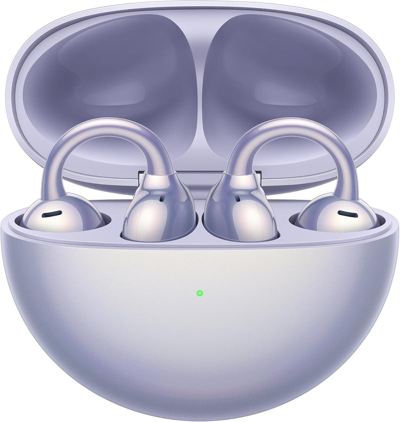 FreeClip, Groundbreaking Aesthetic Design, Feather-light Wearing, Open-ear Listening, AI Crystal-Clear Call, Long Battery Life, Dual-Device Connections, Black - Purple