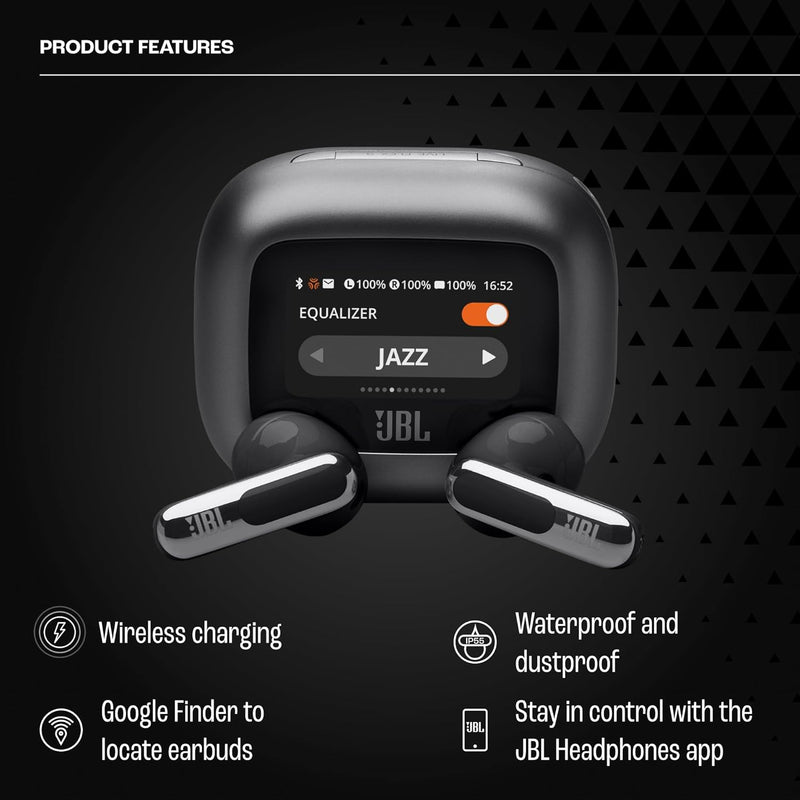 JBL LIVE FLEX 3 True wireless noise-cancelling earbuds with open-stick design and 50 hours total playback plus wireless charging, Blue
