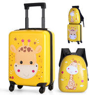 Kids Luggage Set,Kids Luggage and Backpack,Toddler lightweight trolley case with spinner wheels,Hardside carry-on suitcase for boys and girls (Yellow) - Yellow