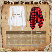 Women's Pirate Costume,Pirate Fancy Dress Up Accessories with Earring,Necklace,Eye Mask and Striped Headscarf,Adult Pirate Halloween Costumes for Cosplay Carnival Party Birthday Party