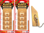 KLAPiT Super Hook Heavy Duty Adhesive, Holds 11 Pounds or 5Kg Weight, Waterproof and Damage Free for Wall, Tile, Wood, Stone, Glass, Metal, Made of Steel (Clear, 4 pc) - 8 pc Gold
