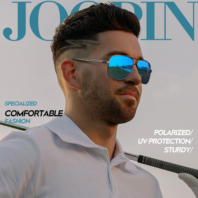 Joopin Rectangular Polarized Aviaion Sunglasses for Men Retro Military Shades Driving UV Protection
