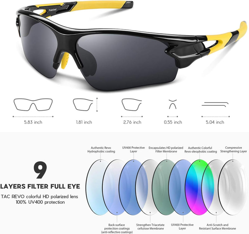 Polarized Sports Sunglasses for Men Women Youth Baseball Fishing Cycling Running Golf Motorcycle Tac Glasses UV400