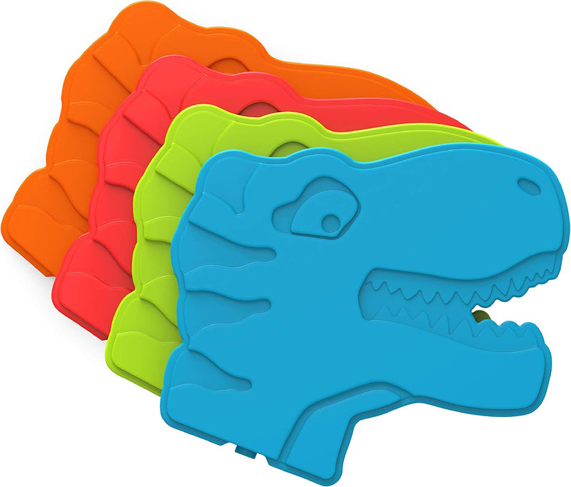 Buddies Reusable Ice Packs - Slim Ice Packs for Lunch Boxes, Lunch Bags and Coolers - Multicolored 4 Pack (Dinosaur) - Dinosaur