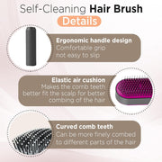 Mariyabâ„¢ Self Cleaning Hair Brush-New 3D Air Cushion Brush for Detangling-Scalp Massager-Hair Brush with Nylon Bristles for All Hair-Easy Clean Hair Brush for Women & Men (White)