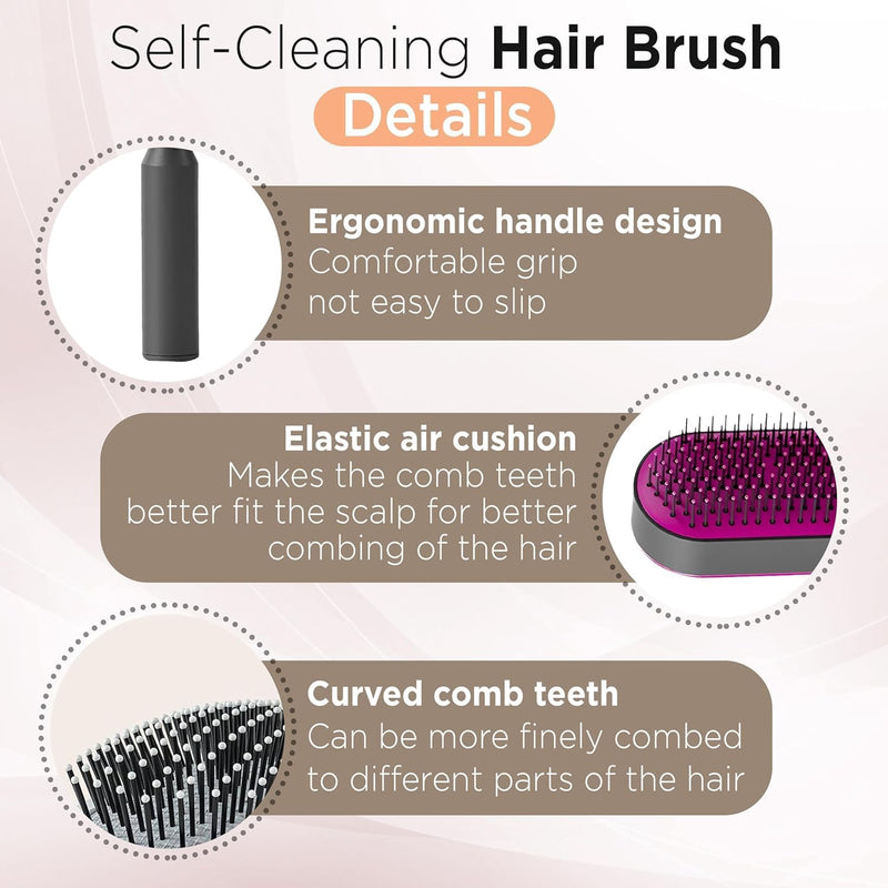 Mariyabâ„¢ Self Cleaning Hair Brush-New 3D Air Cushion Brush for Detangling-Scalp Massager-Hair Brush with Nylon Bristles for All Hair-Easy Clean Hair Brush for Women & Men (White)