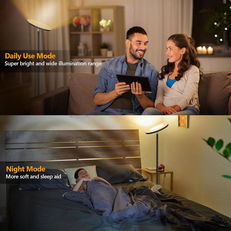 LED Uplighter Floor Lamp 36W, Modern Torchiere Corner Lamp, Standing Lamp with Dimmable Brightness and 4 Colour Temperatures, Remote & Touch Control for Living Room Bedroom Office - 36W Floor Lamp