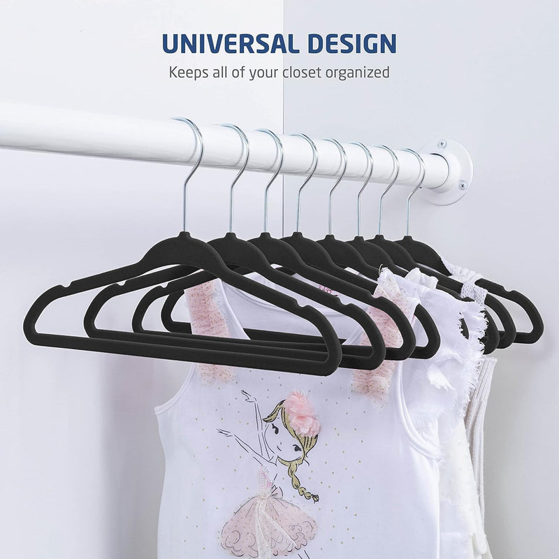 ZOBER Hangers For Baby Clothes - Chrome Swivel Hook - Non Slip Toddler Hangers for Baby and Children Clothes Space saving - Hanger for Everyday Use Set Of 10 - Pink