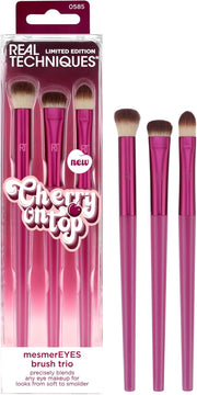 Real Techniques Cherry On Top MesmerEYES Brush Trio, Limited Edition Makeup Brush Set, Synthetic Bristles, Eyeshadow Blending Brushes, Vegan & Cruelty-Free, For Powder & Cream Shadow, 3 Piece Set - Brush Trio