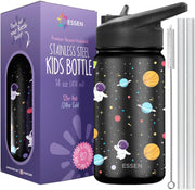 Kids Water Bottle Stainless Steel for School Girls with Straw Vacuum Insulated Water Bottle BPA-Free Leak-Proof Baby Toddler Water Bottle Double Walled Bottle for Kids 414 ml/14 oz (Sprinkles) - 414ml - Space