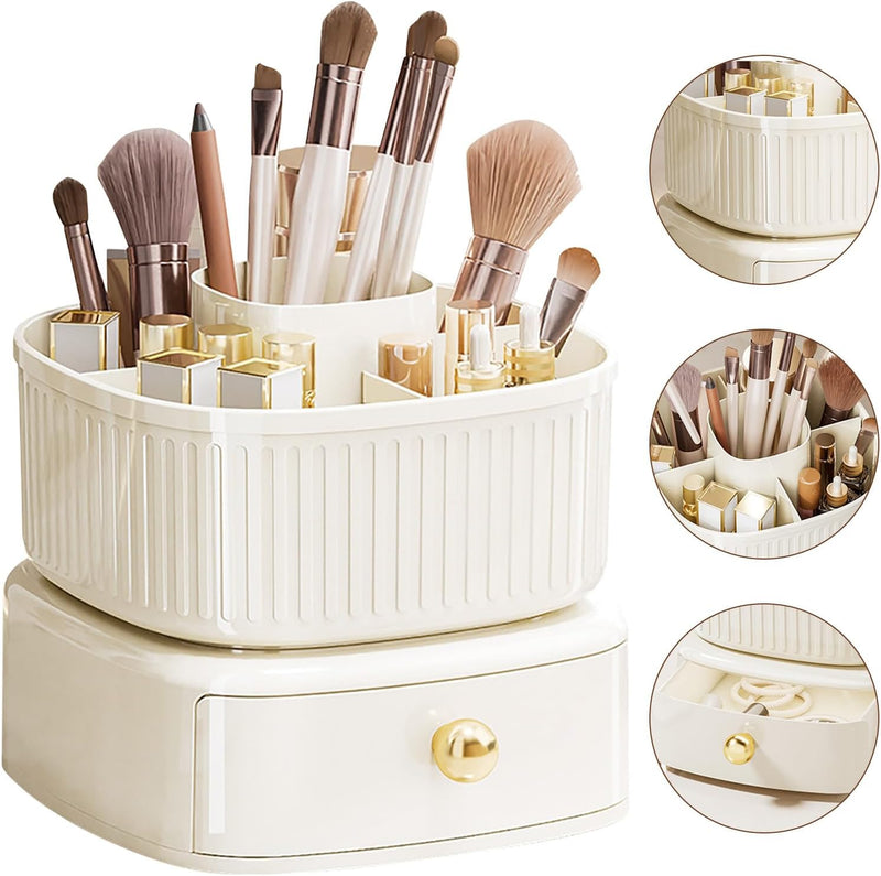 URbazaar Makeup Organizer With Drawers, Large Capacity Desk Organizer, Organizer and Storage for Cosmetics, Lipsticks, Jewelry, Skincare, Holder for Brushes,Eyeshadow,Dresser Countertop