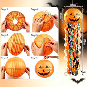 Goodern Halloween Pumpkin Paper Lanterns,3PCS Hanging Halloween Decorations