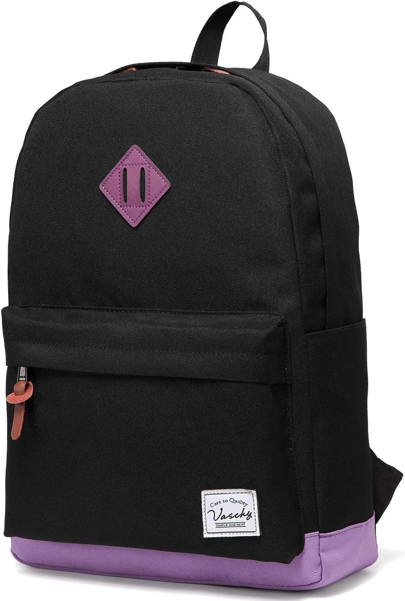 VASCHY Men's Backpack, Women's Waterproof School Bag, Boy Girl Computer 15.6 Inch Vintage for School, College, Work, Travel, Leisure