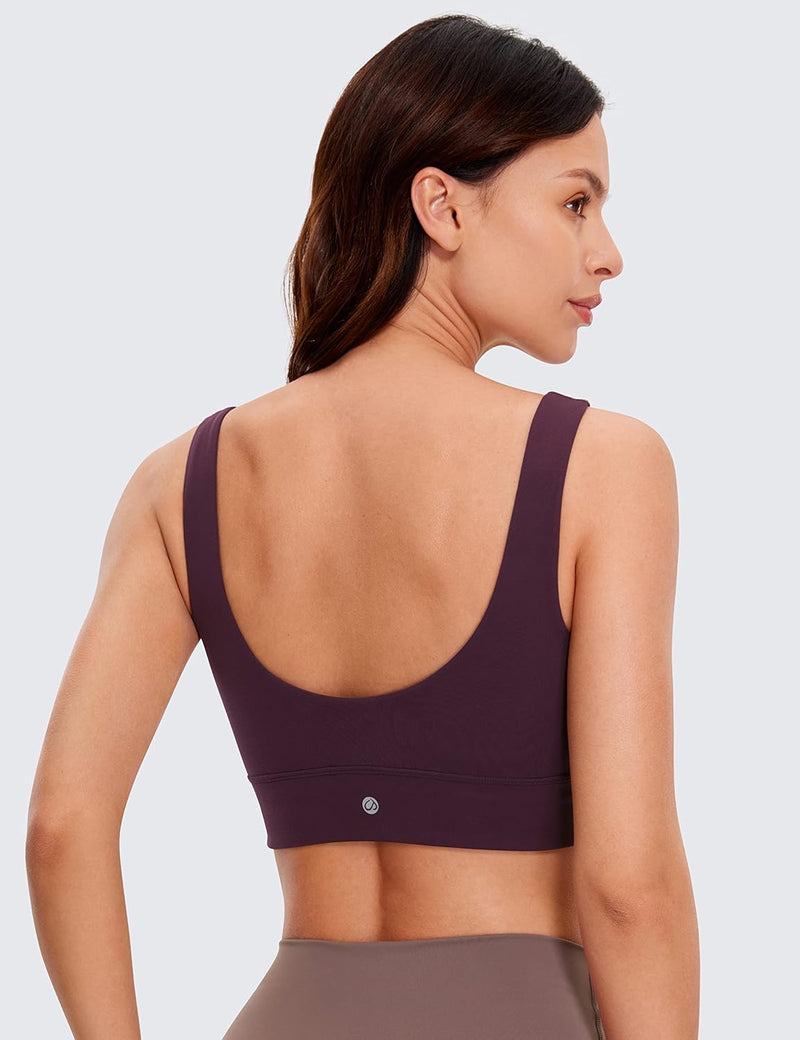 CRZ YOGA Womens Butterluxe U Back Sports Bra - Scoop Neck Padded Low Impact Workout Yoga Bra with Built in Bra