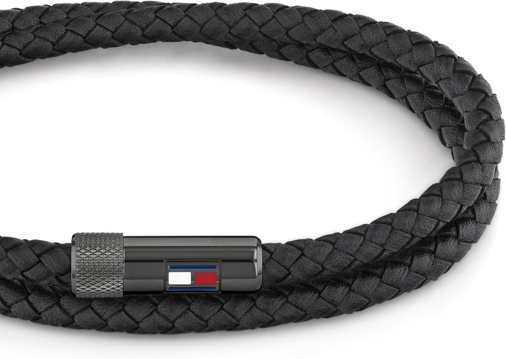 Casual Core Mens Leather And Stainless Steel Bracelet