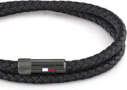 Casual Core Mens Leather And Stainless Steel Bracelet