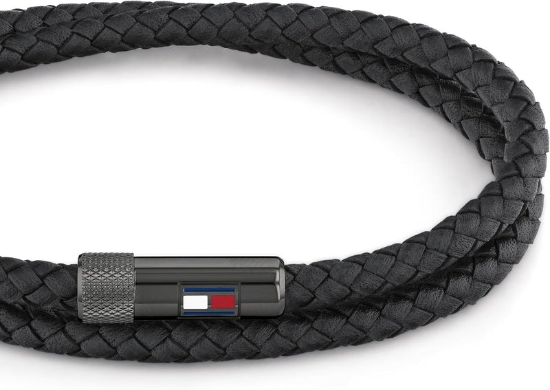 Casual Core Mens Leather And Stainless Steel Bracelet