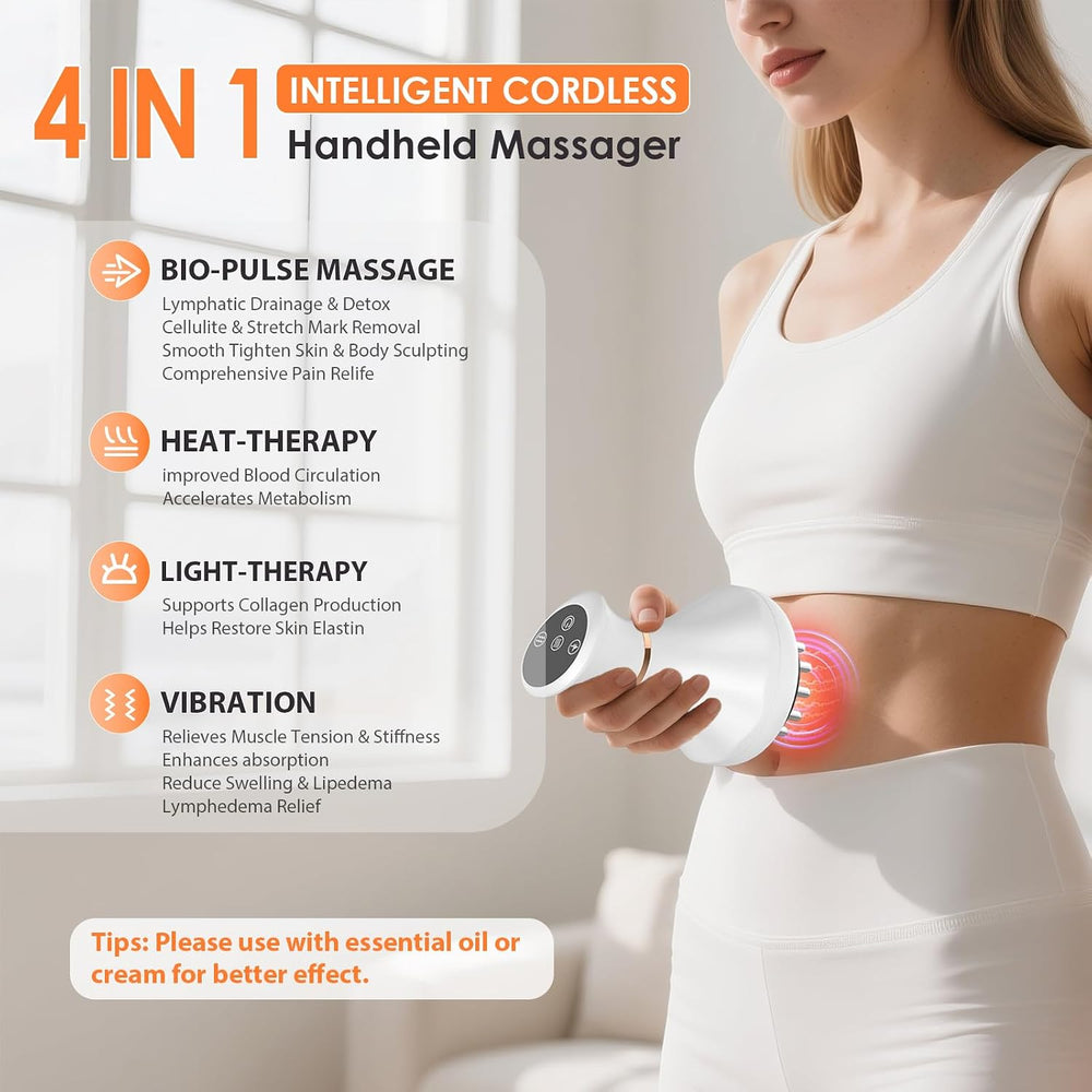 Lymphatic Drainage Massager Tool, Body Sculpting Massage Heat Function, Helps Reduce Stretch Marks & Cellulite, Targeted Relief for Sciatica Nerve Hip Joint and Muscle