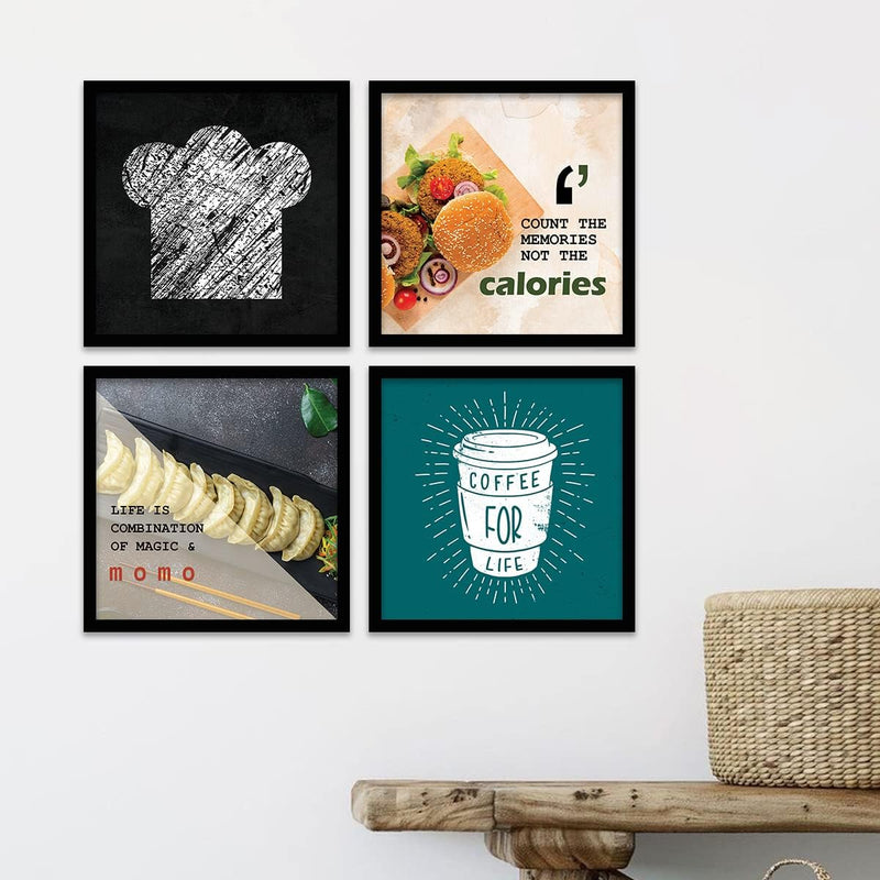 kotart Engineered Wood Photo Frames For Kitchen And Restaurant Wall Decoration - Food Quotes Decor Poster With Frame (11 Inch X 11 Inch, Multi) Design-2, Square)