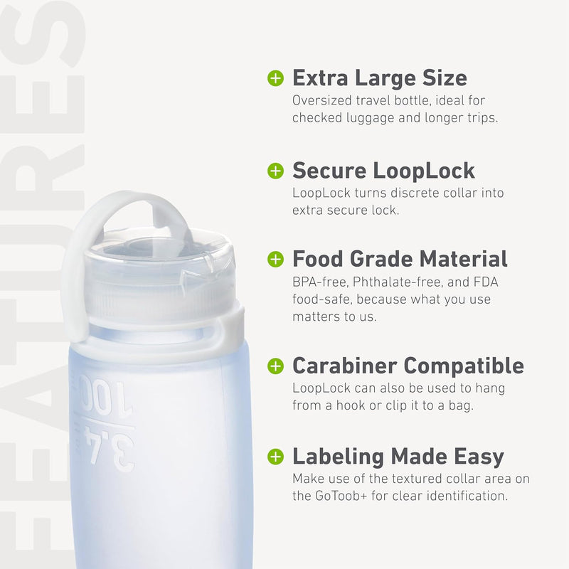 humangear Gotoob+ Silicone Travel Bottle with Locking Cap, XL (6.0oz)