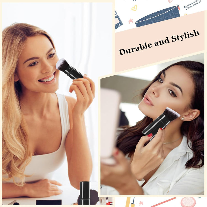2pack Foundation Brush With Cover for Makeup,Blush Brush With Cap for Liquid Makeup