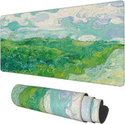 Desk Mat, Field Landscape Oil Painting Extended Gaming Mouse Pad Large, 31.5"x11.8" Big Mouse Pad with Non-Slip Base and Stitched Edge, Long Computer Keyboard Mouse Mat for Home Office Work - 39.9 x 89.9 Ø³Ù Field Landscape Oil Painting
