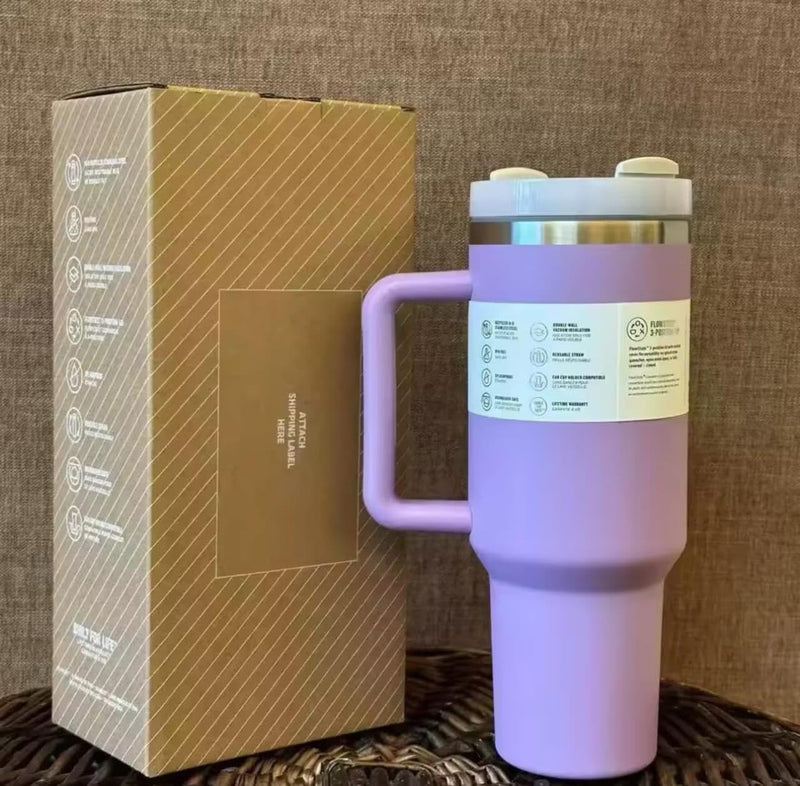 Quencher H2.0 FlowState Stainless Steel Vacuum Insulated Tumbler with Lid and Straw for Water, Iced Tea or Coffee, Smoothie and More, 40 oz (Rose Quartz) (Floral Blue)