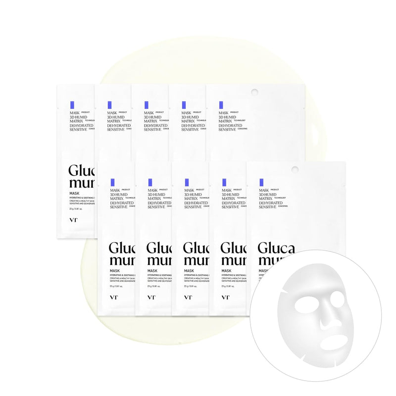 VT COSMETICS Glucamune Mask | Vegan mucin, Soothing & Calming, For All Skin Types10pcs