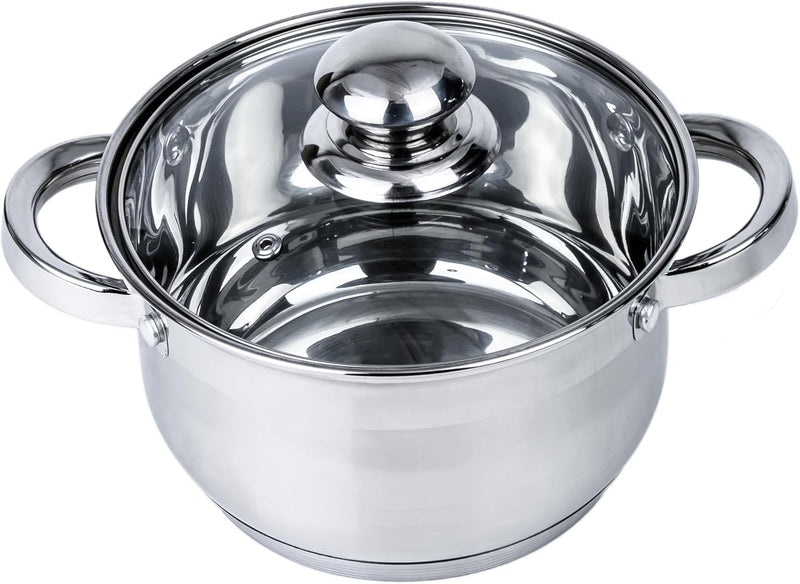 Cuisine Art Wilson Stainless Steel Cookware Set, 12-Piece, Casseroles, Saucepan, Fry Pan, Ergonomic Handles, All Cooktop Compatible, Dishwasher Safe, Durable, Stylish Kitchen Essentials