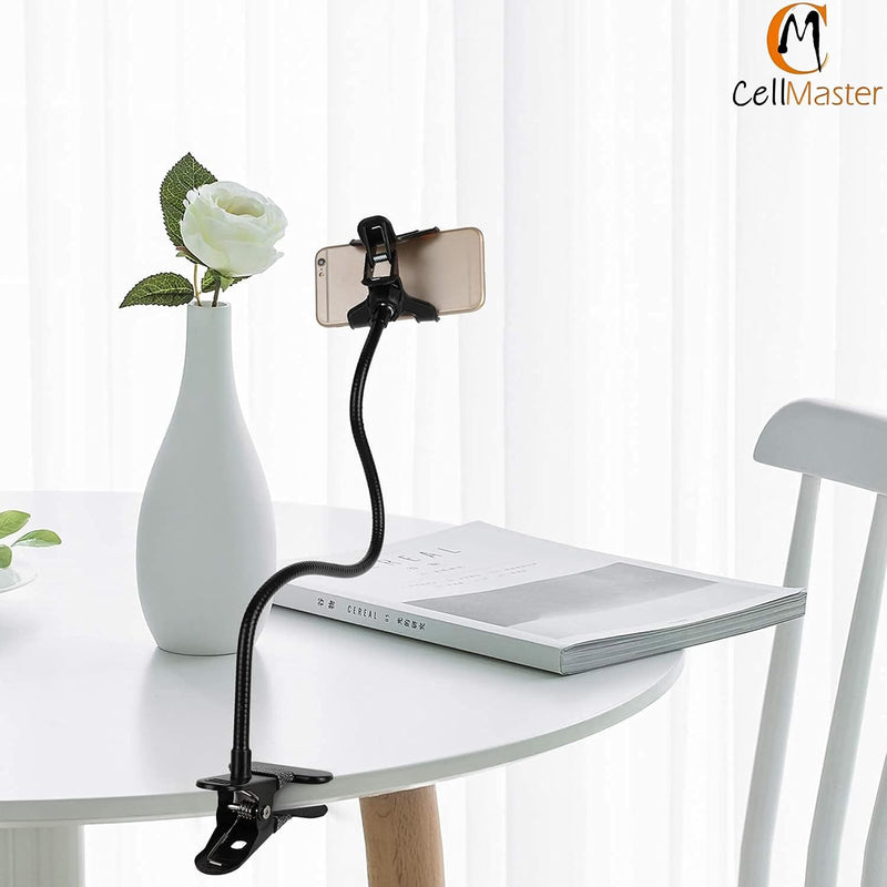 Metal 360 Degree Flexible Portable Foldable -Lazy Stand Bracket Cell Phone Holder/Gooseneck Long Arm Clip Mobile Stand for Table Mobile Stand for Bed Office