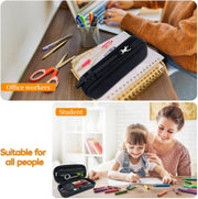 Pencil Case, EVA Pencil Case, Hard Shell with 2 Layers, Large Capacity, Simple Stationery Pouch for Students and Workers with Hand Strap