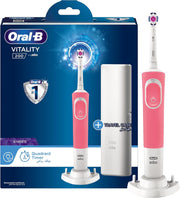 Oral B Vitality 300 Rechargeable Toothbrush with CrossAction Brush Head, 3 Cleaning Modes & 2 Minutes Built-in Timer D103.413.3 Black - Travel Case