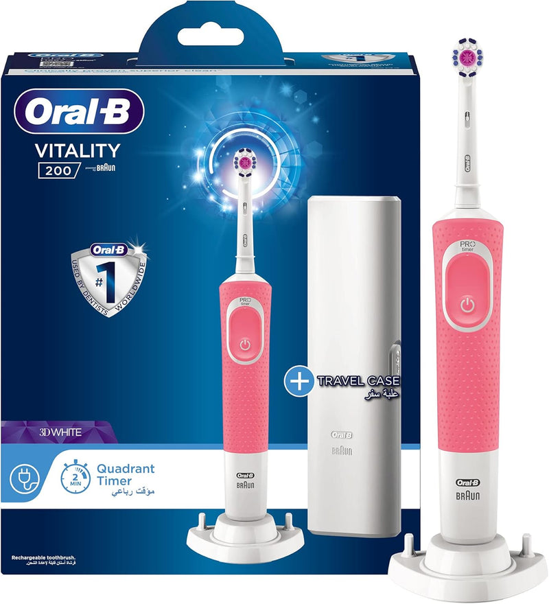 Oral-B Vitality 100 Black Electric Rechargeable Toothbrush, With Uae 3 Pin Plug - Travel Case