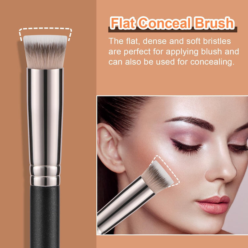 TEOYALL Angled Foundation Contour Brush, Synthetic Kabuki Brush for Concealing Blending Setting Buffing with Liquid, Cream and Powder Cosmetic (170S)