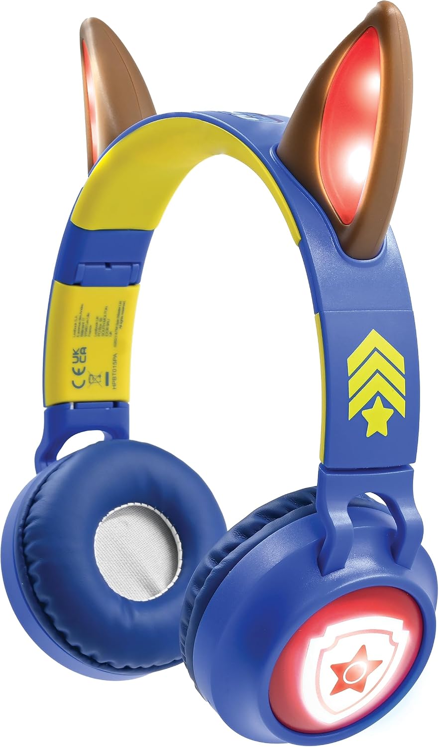 Lexibook - Paw Patrol, 2-1 Wireless and Wired Headphones with Chase ears, sound limited to 85 dB, Light effects, Foldable, Adjustable, Rechargeable, HPBT015PA
