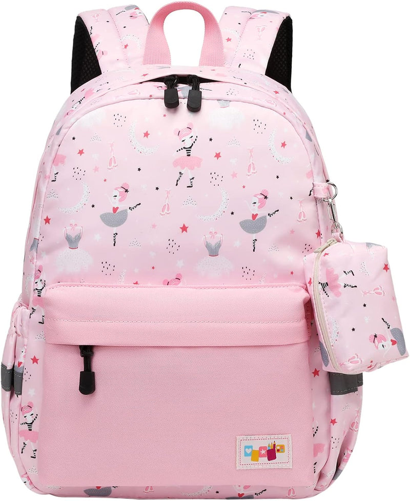 Preschool Kindergarten Backpack, Little Kid Backpacks for Boys and Girls with Chest Strap - Pink Ballet Dancing Gilrs