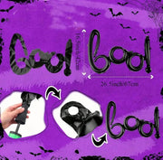 Halloween Black Boo Letter Foil Balloon Garland, Trick or Treat Party Supplies with Spooky Design for Indoor Outdoor Hanging Door Wall Decoration Kids Celebration Entrance