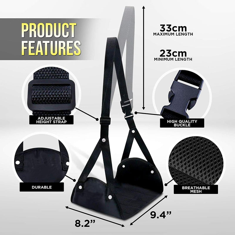 Foot Rest, Airplane Footrest Made with Premium Memory Foam, Airplane Travel Accessories, Footrest Hammock, Portable Airplane Foot Rest Used in Office/Plane/Home, Hammock Leg Rest Adjustable Height