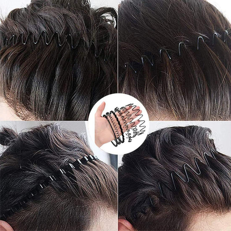Shining Diva Fashion 6 Pcs Combo Hair Band for Men Boys Women Girls Kids Black Metal Hairband Headbands Sports Yoga Face Wash Facial Hair Accessories (15905HB)