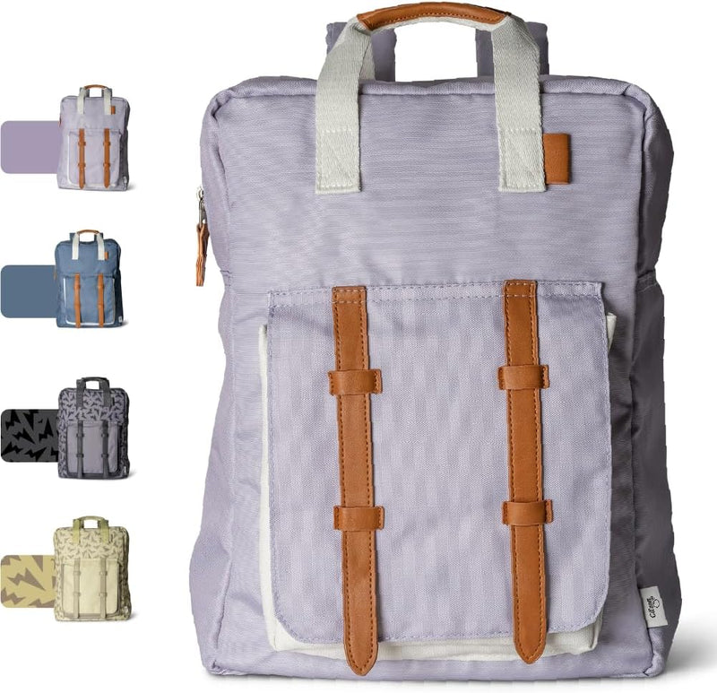 Kids School Backpack 5-8 years, Easy to Carry & Durable, Made of Sustainable Materials, Spacious, Perfect for Nurseries and Travel, Classic Cherry Print - Purple Young Adults